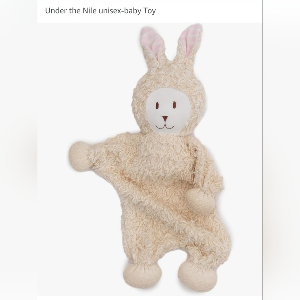 Under The Nile Snuggle Bunny Rabbit Lovey Pink Ears Security Blanket Cotton NWT